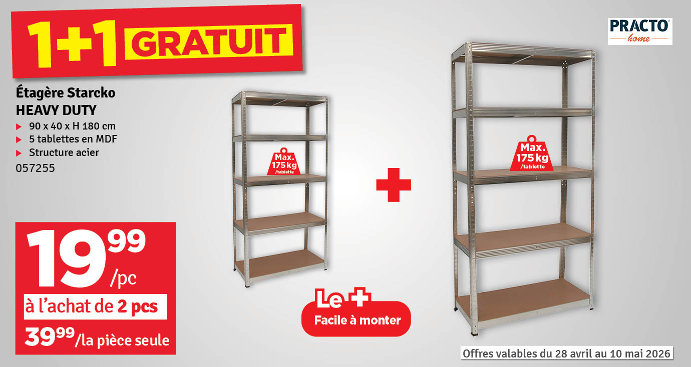 Etagère de rangement Heavy Duty 180 x 90 x 40 cm PRACTO HOME